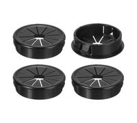 sourcing map 4Pcs Desk Grommet Black, Snap Bushing Grommet With Shutter for Holes with 1.5"(38mm) Mounting, Round Nylon Snap in Cable Desk Grommet for Cables and Cords Management