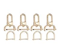 sourcing map 4pcs Detachable Snap Hook Swivel Clasp 1" (25mm) Zinc Alloy Lobster Claw Clasp with 4pcs D-Rings Screw in Shackle for Keychain Lanyard Purse DIY Purse Strap, Light Gold