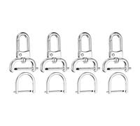 sourcing map 4pcs Detachable Snap Hook Swivel Clasp 1" (25mm) Zinc Alloy Lobster Claw Clasp with 4pcs D-Rings Screw in Shackle for Keychain Lanyard Purse DIY Purse Strap, Silver