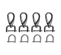 sourcing map 4pcs Detachable Snap Hook Swivel Clasp 3/32" (2mm) Zinc Alloy Lobster Claw Clasp with 4pcs D-Rings Screw in Shackle for Keychain Lanyard Purse Strap, Gun Black