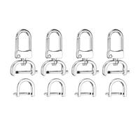 sourcing map 4pcs Detachable Snap Hook Swivel Clasp 5/8" (16mm) Zinc Alloy Lobster Claw Clasp with 4pcs D-Rings Screw in Shackle for Keychain Lanyard Purse DIY Purse Strap, Silver