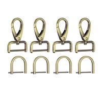 sourcing map 4pcs Detachable Snap Hook Swivel Clasp 7/64" (2.5mm) Zinc Alloy Lobster Claw Clasp with 4pcs D-Rings Screw in Shackle for Keychain Lanyard Purse Strap, Black Gold