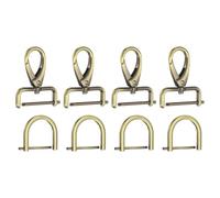 sourcing map 4pcs Detachable Snap Hook Swivel Clasp 9/64" (3.2mm) Zinc Alloy Lobster Claw Clasp with 4pcs D-Rings Screw in Shackle for Keychain Lanyard Purse Strap, Black Gold