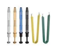 sourcing map 4pcs Diamond Tweezer Holder Pick Up Tool Set Stainless Steel 4 Claw Holder Elbow Head Jewelry Locking Tweezer for Tiny Objects Electronic Components, Gold/Blue/Black/Silver