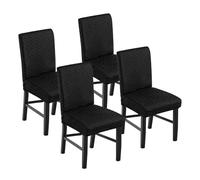 sourcing map 4Pcs Dining Chair Covers, Waterproof High Back Chair Covers with Elastic Band Stretch Seat Protector Slipcover Diamond Pattern for Home, Kitchen, Bedroom, Black