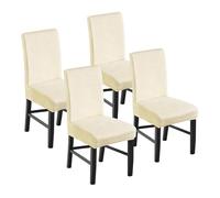 sourcing map 4Pcs Dining Chair Covers, Waterproof High Back Chair Covers with Elastic Band Stretch Seat Protector Slipcover Diamond Pattern for Home, Kitchen, Bedroom, Beige