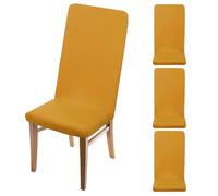 sourcing map 4Pcs Dining Room Chair Covers, 45-55cm Soft Stretch Removable Parson Chair Slipcover Seat Protector Cover for Home Kitchen Hotel Restaurant, Golden Yellow