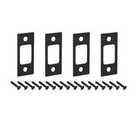 sourcing map 4Pcs Door Strike Plate, 57mm x 25.5mm Stainless Steel Latch Deadbolt Replacement Lock Strike Plate for Door Frame Door Jamb Reinforcement, Black