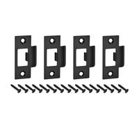 sourcing map 4Pcs Door Strike Plate, 70mm x 40.3mm Stainless Steel Latch Deadbolt Replacement Lock Strike Plate for Door Frame Door Jamb Reinforcement, Black