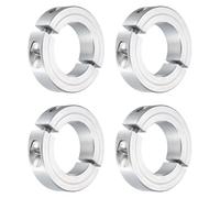 sourcing map 4Pcs Double Split Clamp-On Shaft Collar for 1-3/8" Shaft, Two-Piece Clamping Collar 2-1/4" OD, 9/16" Thickness, Aluminum Alloy Set Screw Split Collar Clamp