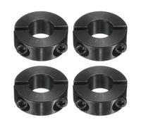 sourcing map 4Pcs Double Split Shaft Collar, 1/2" Bore One Piece Clamping Collar 1-1/8" OD 13/32" Thickness Black Oxide Lock Collar Clamp with Set Screws (1045 Steel)
