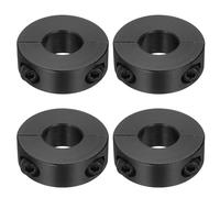 sourcing map 4pcs Double Split Shaft Collars 15mm Bore, Two-Piece Clamping Collar 35mm OD 12mm Thickness Carbon Steel Lock Collar Clamp with Set Screws (Black Oxide)