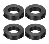 sourcing map 4pcs Double Split Shaft Collars 25mm Bore, Two-Piece Clamping Collar 45mm OD 12mm Thickness Carbon Steel Lock Collar Clamp with Set Screws (Black Oxide)