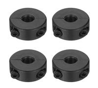 sourcing map 4pcs Double Split Shaft Collars 6mm Bore, Two-Piece Clamping Collar 20mm OD 8mm Thickness Carbon Steel Lock Collar Clamp with Set Screws (Black Oxide)