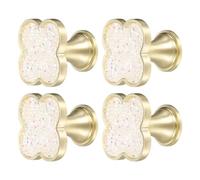 sourcing map 4Pcs Drawer Knobs, Zinc Alloy Decorative Four-Leaf Pull Handles with Screws for Furniture Dresser Wardrobe Cupboard, Crystal White