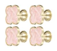sourcing map 4Pcs Drawer Knobs, Zinc Alloy Decorative Four-Leaf Pull Handles with Screws for Furniture Dresser Wardrobe Cupboard, Pearl Pink