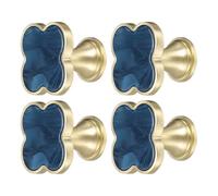 sourcing map 4Pcs Drawer Knobs, Zinc Alloy Decorative Four-Leaf Pull Handles with Screws for Furniture Dresser Wardrobe Cupboard, Pearl Blue