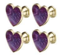 sourcing map 4Pcs Drawer Knobs, Zinc Alloy Decorative Heart-Shaped Pull Handles with Screws for Furniture Dresser Wardrobe Cupboard, Purple
