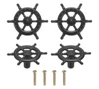 sourcing map 4Pcs Drawer Knobs, Zinc Alloy Nautical Theme Rudder Shape Decorative Drawer Pull Handles Furniture Knobs for Closet Wardrobe Dresser, Matte Black