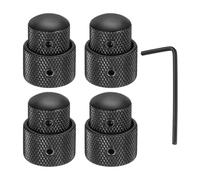 sourcing map 4Pcs Dual Concentric Stacked Control Knobs, 1/4" Universal Metal Volume Tone Audio Control Knobs with Wrench for Electric Guitar, Bass, Black