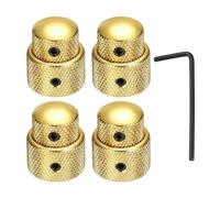 sourcing map 4Pcs Dual Concentric Stacked Control Knobs, 1/4" Universal Metal Volume Tone Audio Control Knobs with Wrench for Electric Guitar, Bass, Gold