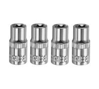 sourcing map 4pcs E-Torx Socket 1/4" Drive E8 External Torx Deep Socket CR-V 6 Point Spline Socket Star Female Bit Socket for Auto Repairs Home Maintenance DIY Hand-Making 1" Length