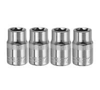 sourcing map 4pcs E-Torx Socket 3/8" Drive E12 External Torx Deep Socket CR-V 6 Point Spline Socket Star Female Bit Socket for Auto Repairs Home Maintenance DIY Hand-Making 1.2" Length