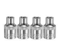 sourcing map 4pcs E-Torx Socket 3/8" Drive E8 External Torx Deep Socket CR-V 6 Point Spline Socket Star Female Bit Socket for Auto Repairs Home Maintenance DIY Hand-Making 1.2" Length