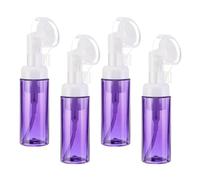 sourcing map 4Pcs Empty Foaming Soap Dispenser, 2oz / 60ml Facial Cleanser Foam Bottle with Brush for Hand Soap, Shampoo, Shower Gel, Clear Purple