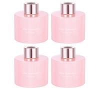 sourcing map 4pcs Empty Glass Diffuser Bottle 140ml/4.7oz Refillable Fragrance Accessories Aromatherapy Jar Container for Replacement Reed Diffuser DIY Home Bathroom Pink with Gold Tone Cap