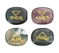sourcing map 4Pcs Engraved Chakra Stones with Reiki Symbols, Indian Agate Reiki Healing Crystals Gemstone 7 Chakra Crystal Stones Tumbled Palm Stone for Anxiety Relieve