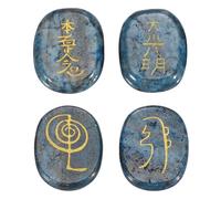 sourcing map 4Pcs Engraved Chakra Stones with Reiki Symbols, Lapis Reiki Healing Crystals Gemstone 7 Chakra Crystal Stones Tumbled Palm Stones for Anxiety Relieve