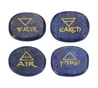 sourcing map 4Pcs Engraved Chakra Stones with Reiki Symbols, Lapis Reiki Healing Crystals Gemstone 7 Chakra Crystal Stones Tumbled Palm Stone for Anxiety Relieve