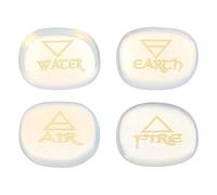 sourcing map 4Pcs Engraved Chakra Stones with Reiki Symbols, Opalite Reiki Healing Crystals Gemstone 7 Chakra Crystal Stones Tumbled Palm Stone for Anxiety Relieve