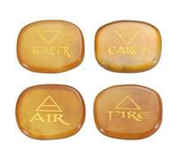 sourcing map 4Pcs Engraved Chakra Stones with Reiki Symbols, Red Agate Reiki Healing Crystals Gemstone 7 Chakra Crystal Stones Tumbled Palm Stone for Anxiety Relieve
