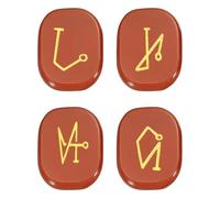 sourcing map 4Pcs Engraved Chakra Stones with Reiki Symbols, Red Jasper Reiki Healing Crystal Gemstone 7 Chakra Crystal Stones Tumbled Palm Stone for Anxiety Relieve