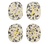 sourcing map 4Pcs Engraved Chakra Stones with Reiki Symbols, Spotted Jasper Reiki Healing Crystal Gemstone 7 Chakra Crystal Stones Tumbled Palm Stone for Anxiety Relieve