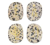 sourcing map 4Pcs Engraved Chakra Stones with Reiki Symbols, Spotted Jasper Reiki Healing Crystals Gemstone 7 Chakra Crystal Stones Tumbled Palm Stones for Anxiety Relieve