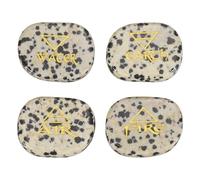 sourcing map 4Pcs Engraved Chakra Stones with Reiki Symbols, Spotted Jasper Reiki Healing Crystals Gemstone 7 Chakra Crystal Stones Tumbled Palm Stone for Anxiety Relieve