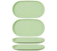 sourcing map 4Pcs Fast Food Serving Trays, 23.8x13cm Oval Reusable Restaurant Serving Trays for Kitchen Restaurant Coffee Fruit Burger Lunch Dessert, Creamy Green