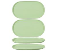 sourcing map 4Pcs Fast Food Serving Trays, 30.5x16.8cm Oval Reusable Restaurant Serving Trays for Kitchen Restaurant Coffee Fruit Burger Lunch Dessert, Creamy Green
