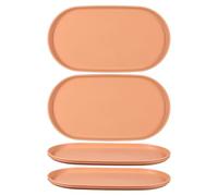 sourcing map 4Pcs Fast Food Serving Trays, 30.5x16.8cm Oval Reusable Restaurant Serving Trays for Kitchen Restaurant Coffee Fruit Burger Lunch Dessert, Coral Pink