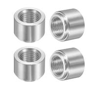 sourcing map 4Pcs Female 1/4" NPT Weld Fittings, 0.75" OD. x 0.6" Length Aluminum NPT Female Weld on Bung Fitting Stepped Bung Mounting Fitting, Silver Tone