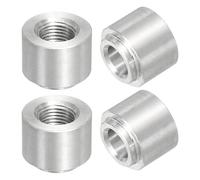 sourcing map 4Pcs Female 1/8" NPT Weld Fittings, 0.7" OD. x 0.6" Length Aluminum NPT Female Weld on Bung Fitting Stepped Bung Mounting Fitting, Silver Tone