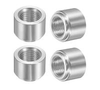 sourcing map 4Pcs Female 3/8" NPT Weld Fittings, 0.96" OD. x 0.65" Length Aluminum NPT Female Weld on Bung Fitting Stepped Bung Mounting Fitting, Silver Tone