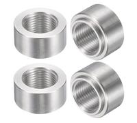 sourcing map 4Pcs Female M18x1.5 Weld Fittings, 1.04" OD. x 0.59" Length Aluminum Female Weld on Bung Fitting Stepped Bung Mounting Fitting, Silver Tone