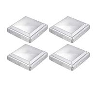 sourcing map 4Pcs Fence Post Cap Fit 4.8" x 4.8" OD Pipe, Galvanized Steel Deck Post Cover Square Decking Caps for Mailbox Outdoor Chain Link Wood/Metal Fence Deck Railing, Silver