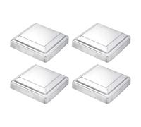 sourcing map 4Pcs Fence Post Cap Fit 4" x 4" OD Pipe,Deck Post Cover | Galvanized Steel Square Decking Caps,for Mailbox Outdoor Chain Link Wood/Metal Fence Deck Railing,Silver