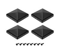 sourcing map 4Pcs Fence Post Caps, 4.8" x 4.8" Heavy Duty Pyramid Post Cap Cover with Screw Top Pressure Fit for Metal Wood Fence Deck Mailbox Patio, Black