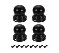 sourcing map 4Pcs Fence Post Caps, 40mm/1.57-inch Round Waterproof Ball Top Dome Iron Post Cap Cover with Screw Fit for Outdoor Metal Wood Fence Deck Mailbox Patio, Black